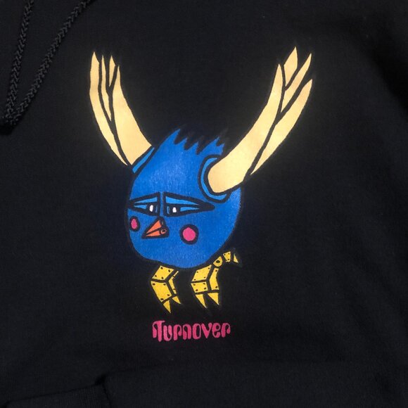 Turnover Band Hoodie Champion Medium Black Blue Bird Graphic Concert Merch - Picture 2 of 4